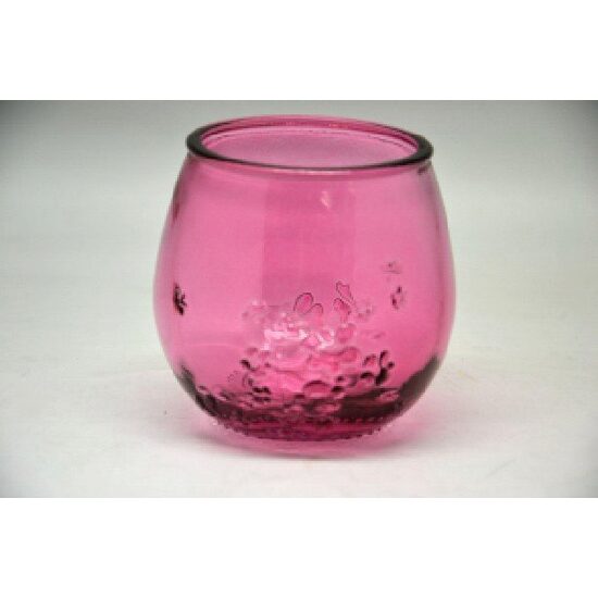 223457 - Suport din sticla pentru lumanare - albastru roz - 9 x 9 cm - ANT-CH