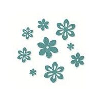 11950-000-34 - Set 9 flori din fetru - autocolante - turcuaz - CS-R