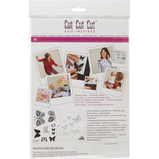 CT2A4001 Set 1 sablon adezive A4 si o coala termocolanta cu paiete - Butterfly - Cut Cut Cut - Darwi