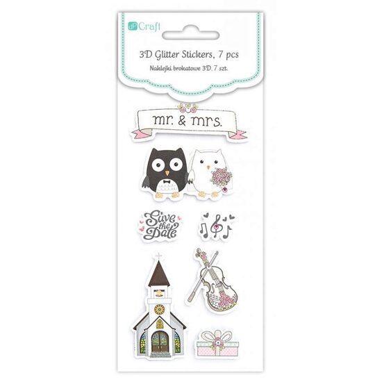 DPNB-036 - Sticker 3D cu glitter - Wedding - DP CRAFT