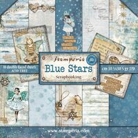 SBBL35 - Bloc 10 coli scrapbooking cu 2 fete, 30.5x30.5cm, 170gr. - Blue Stars - Stamperia