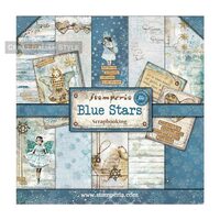 SBBLQ02 - Bloc 22 coli scrapbooking cu 2 fete, 20.3x20.3cm, 170gr. - Blue stars - Stamperia