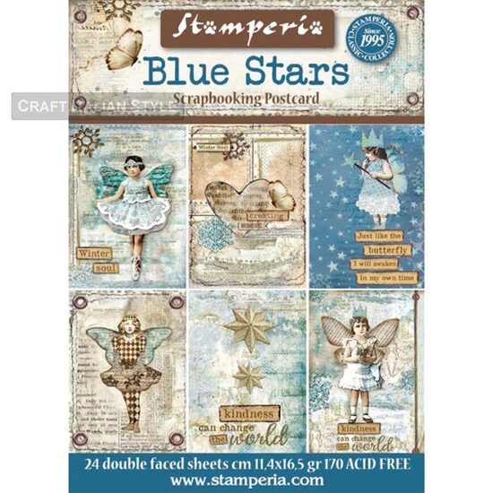 SBBPC02 - Set 24 coli scrapbooking 11,4 x 16,5 cm - BLUE STARS COLLECTION - Stamperia