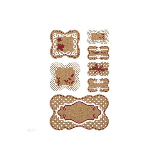 DPKR-005 Set 7 stickere autoadezive din pluta - Tags - DP CRAFT