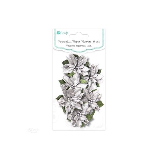 CEKP-041 Set 6 flori din hartie argintii 4 cm - DP CRAFT