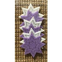 23262 - Set 6 figurine fetru - stele alb mov - aprox 6 cm - Pentart
