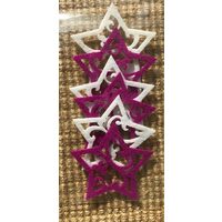 23260 - Set 6 figurine fetru - stele alb mov - aprox 6 cm - Pentart