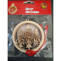 355437 - Glob din lemn cu agatatoare - Merry Christmas si brazi ANT-CH
