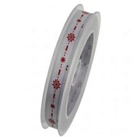 Rola panglica 10mm x10 m - gri cu stelute rosii - DIEND