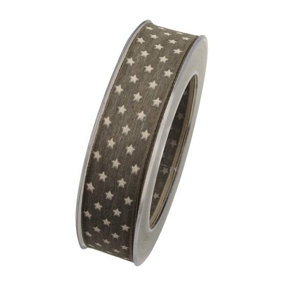 Rola panglica 25mm x10 m - gri cu stelute albe - DIEND