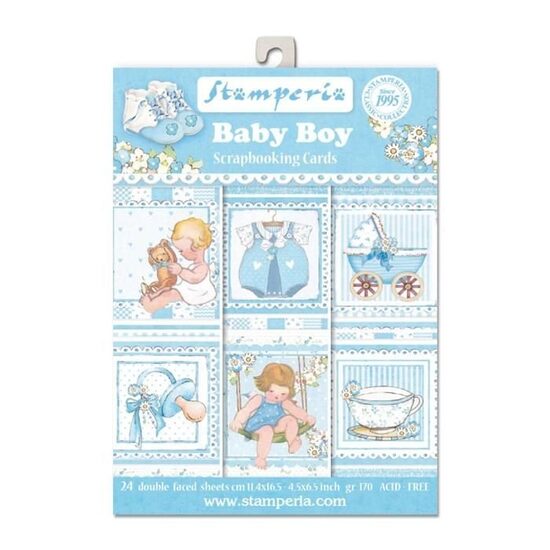 SBBPC04 - Set 24 coli scrapbooking 11,4 x 16,5 cm - Baby Boy - Stamperia
