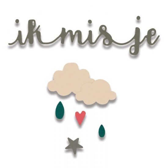 7 - 662120 Set 4 Cuttere Thinlits TAIE SI EMBOSEAZA - Ik Mis Je - Sizzix - DISC.