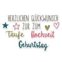 7 - 662113 Set 8 cuttere Thinlits TAIE/EMBOSEAZA/SABLON - Herzlichen Gluckwunsch - Sizzix