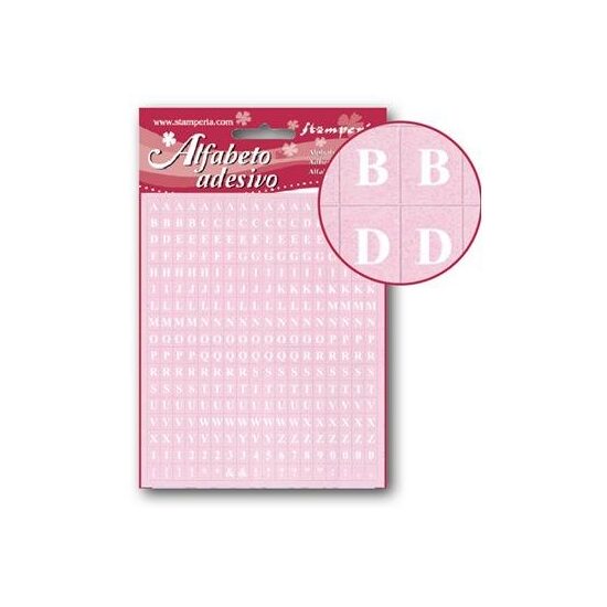 SBA251 - Sticker mini alfabet 306 piese - fundal roz deschis - Stamperia