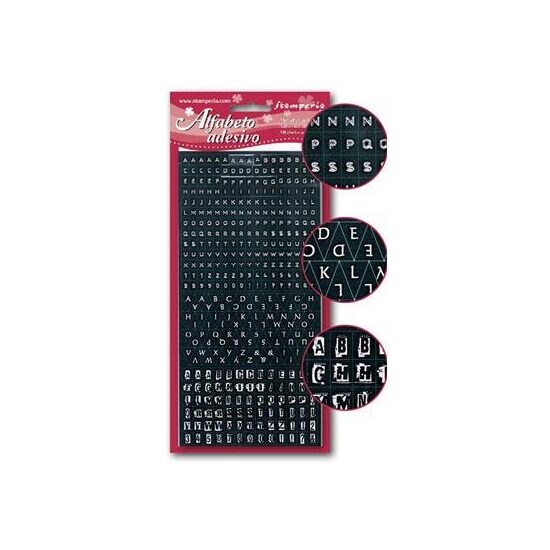 SBA253 - Sticker mini alfabet75 piese - fundal negru - Stamperia