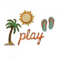 23 - 662713 Set 4 cuttere Thinlits + 1 placa embosare - Beach - Sizzix