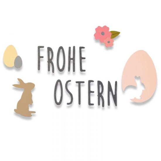 K - 662620 Set 9 cuttere Thinlits TAIE SI EMBOSEAZA - Frohe Ostern - Sizzix