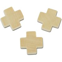 322-01 - Set 3 cruciulite lemn natur lacuit, 21x21x5mm- Meyco