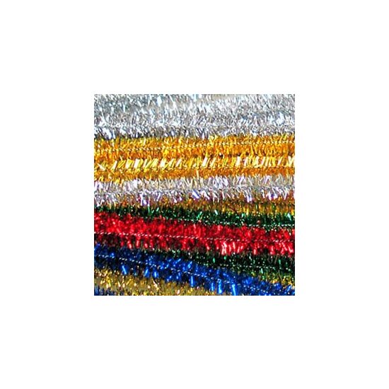22017 - Set 10 buc. sarma plusata chenille - 8mm x 50cm - mix culori metalizate - Meyco