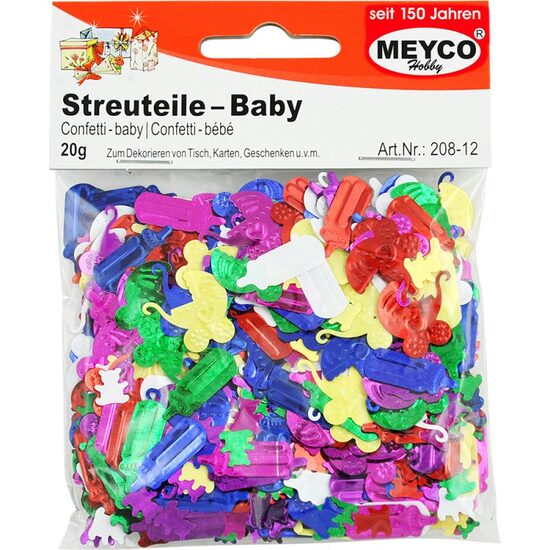 208-12 - Paiete - confetti decorativ, bebe - plastic metalizat, culori mixte - 25gr - Meyco