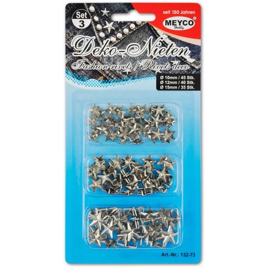 132-73 - Set 120buc, 10-12-15mm - tinte stea tip pioneza Meyco