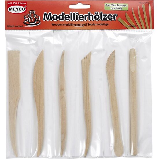 14271 - Set 6 unelte modelaj, ebosuare din lemn - Meyco