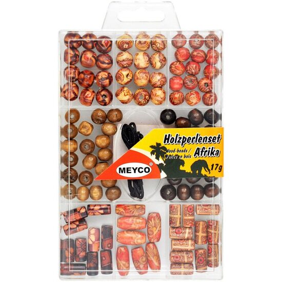 132-50 - Mix margele lemn cu snur, 17gr - model Africa - Meyco