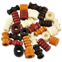350-01 - Margele lemn nuante maro, forme diverse, 28buc - Meyco