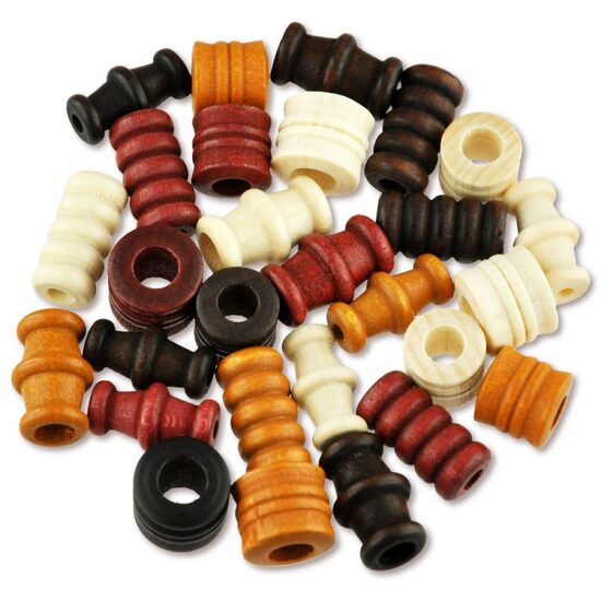 350-01 - Margele lemn nuante maro, forme diverse, 28buc - Meyco