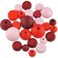 350-03 - Margele lemn nuante rosu, forme diverse, 25buc - Meyco