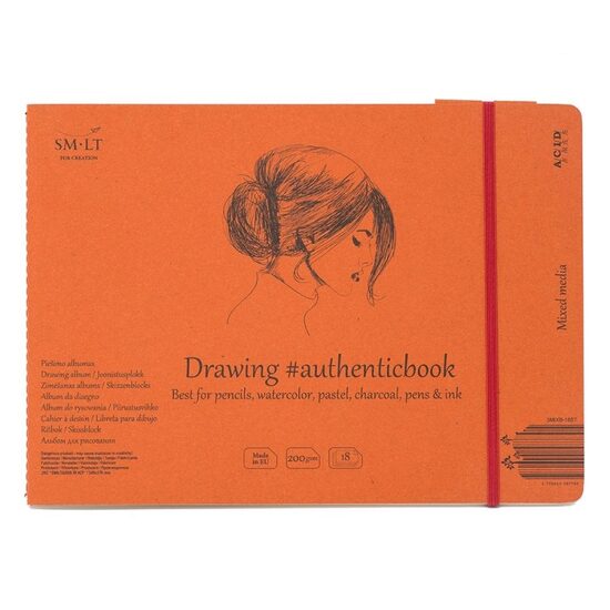 5MIXB-18ST Caiet de desen authenticbook Mixed media 18coli, 24.5 x 17.6 cm, 200gr - SM-LT