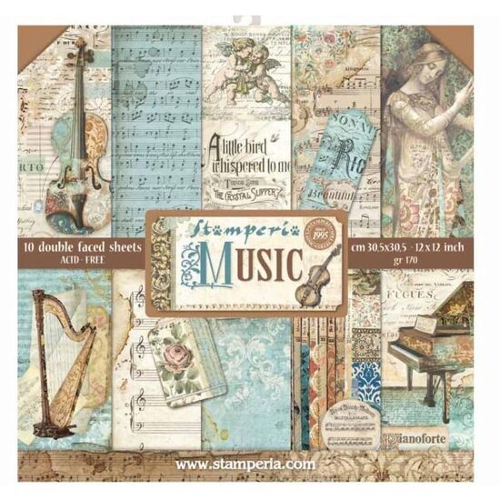 SBBL48 - Bloc 10 coli scrapbooking cu 2 fete, 30.5x30.5cm, 170gr. Stamperia