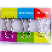 700005 - Set 6 clipsuri metalice colorate, cu text - 32mm - ANT-CH