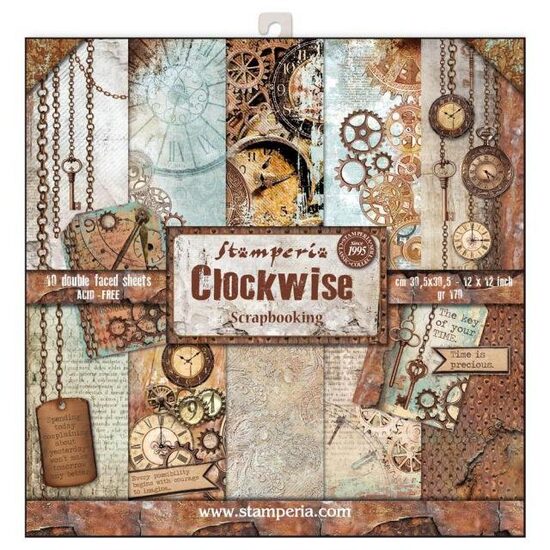 SBBL39 - Bloc 10 coli scrapbooking cu 2 fete, 30.5x30.5cm, 170gr. - Clockwise - Stamperia