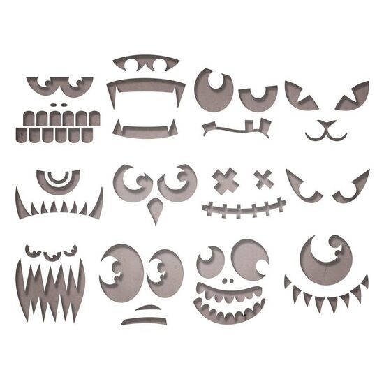 G - 663090 Set 12 cuttere Thinlits - Frightening Faces - Sizzix