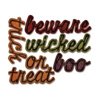 H - 663093 Set 12 cuttere Thinlits - Shadow Script Halloween - Sizzix