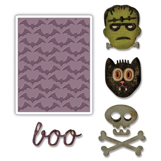 23 - 663072 Set 4 + 1 placa embosare Sidekick - Halloween - Sizzix