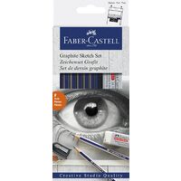 FC114000 Set 6 Creioane grafit Goldfaber + radiera si ascutitoare - Faber-Castell