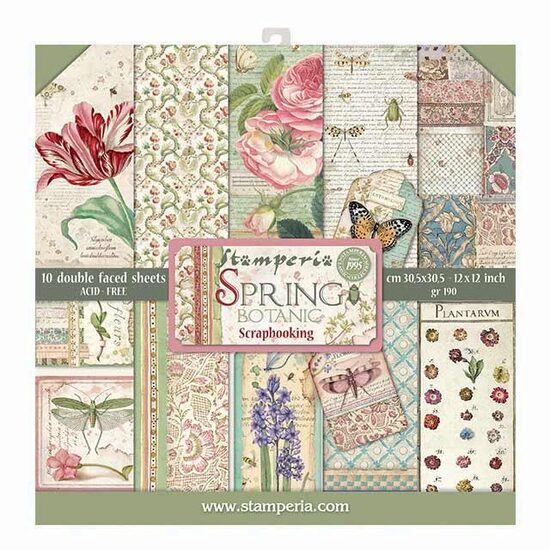SBBL50 - Bloc 10 coli scrapbooking cu 2 fete, 30.5x30.5cm, 170gr. Stamperia