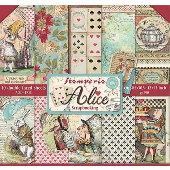 SBBL52 - Bloc 10 coli scrapbooking cu 2 fete, 30.5 x 30.5cm, 170gr.- Alice- Stamperia