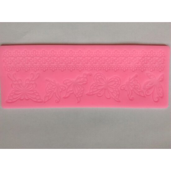 35196 - Mulaj silicon dreptunghiular -18,7 x 6.8 x 0.4cm - dantela si fluturi - Pentart