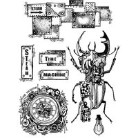 WTKAT01 - Set 7 stampile silicon - Time machine - Stamperia
