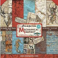 SBBL54 - Bloc 10 coli scrapbooking cu 2 fete, 30.5x30.5cm, 170gr. - Mechanical Fantasy - Stamperia