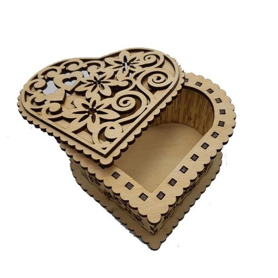 CUT009 - Cutie inima MDF cu capac dantelat - IND-C