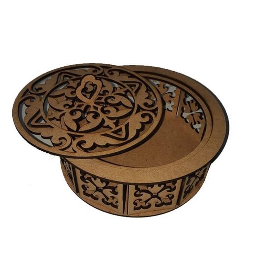 CUT022 - Cutie rotunda MDF cu capac dantelat - IND-C