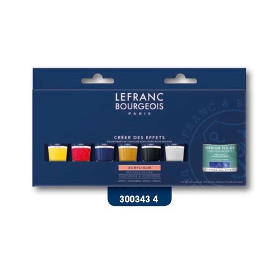 Set culori acrilice Fine - 6x20ml si medium 120ml - Lefranc