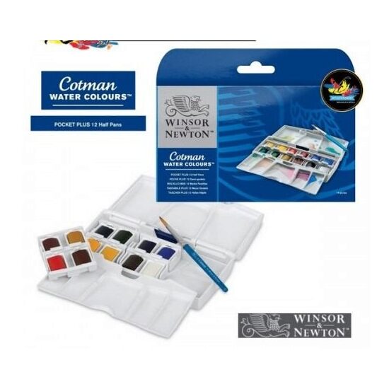 Set acuarela Winsor Newton - Cotman Pocket plus - 12 pastile