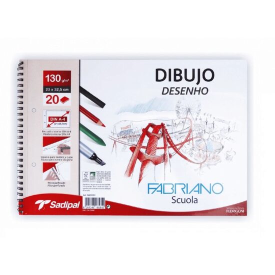 F76233350 A4+ - Bloc spirala pentru desen 130gr, 20 coli - Sadipal