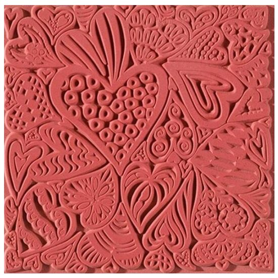 CE95015 - Placa de textura, stampila cauciuc - 9x9cm - Cernit - Hearts