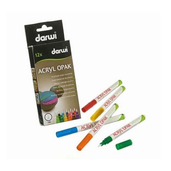 K02 - Set 12 markere Acryl Opak cu varf de 1mm - Darwi